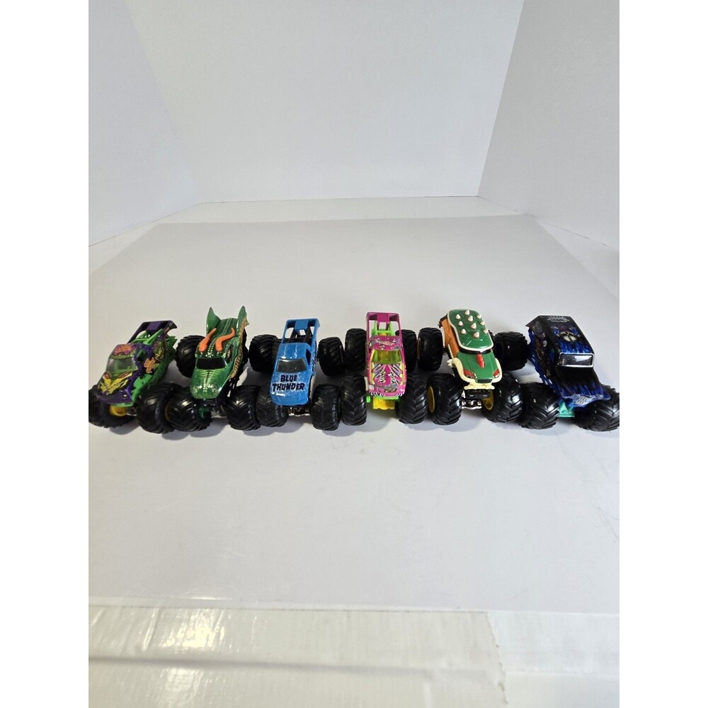 Hot Wheels Monster Trucks Lot 6 1:64 Bowser Son-Uva Digger Blue Thunder Dragon
